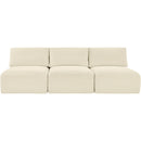 Meridian Shaggy Cream Corduroy Performance Fabric Modular Sofa IMAGE 3