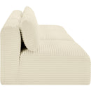 Meridian Shaggy Cream Corduroy Performance Fabric Modular Sofa IMAGE 4