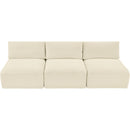 Meridian Shaggy Cream Corduroy Performance Fabric Modular Sofa IMAGE 6