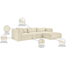 Meridian Shaggy Cream Corduroy Performance Fabric Modular Sectional IMAGE 13