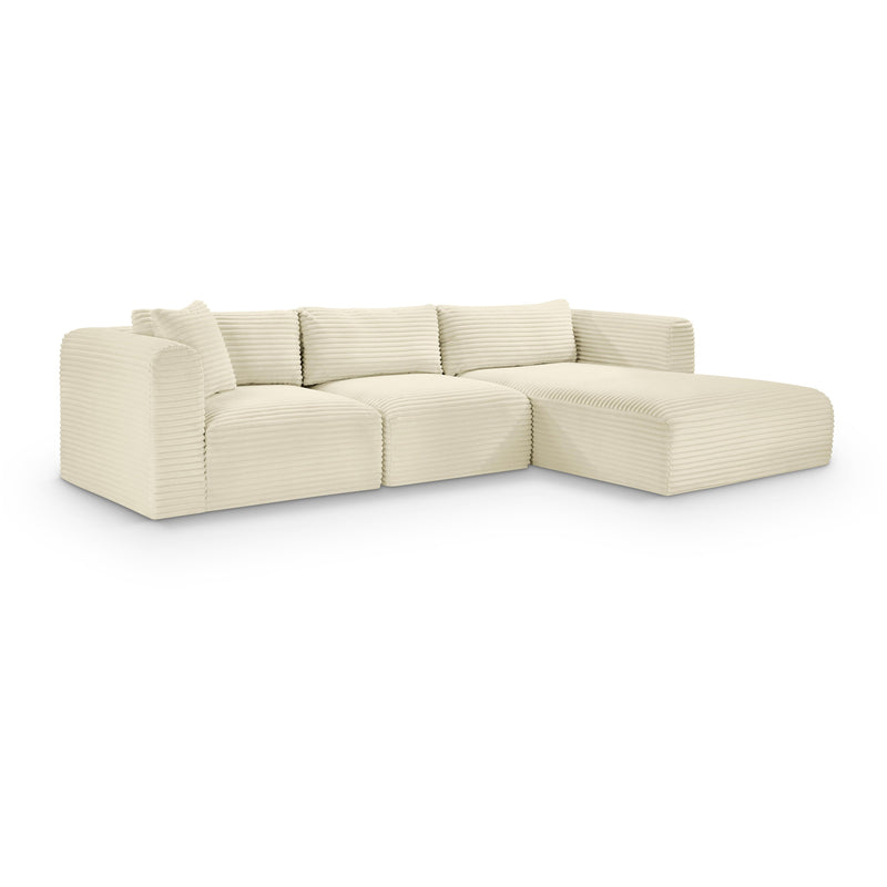 Meridian Shaggy Cream Corduroy Performance Fabric Modular Sectional IMAGE 1