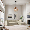 Meridian Shaggy Cream Corduroy Performance Fabric Modular Sectional IMAGE 2