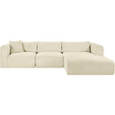 Meridian Shaggy Cream Corduroy Performance Fabric Modular Sectional IMAGE 3