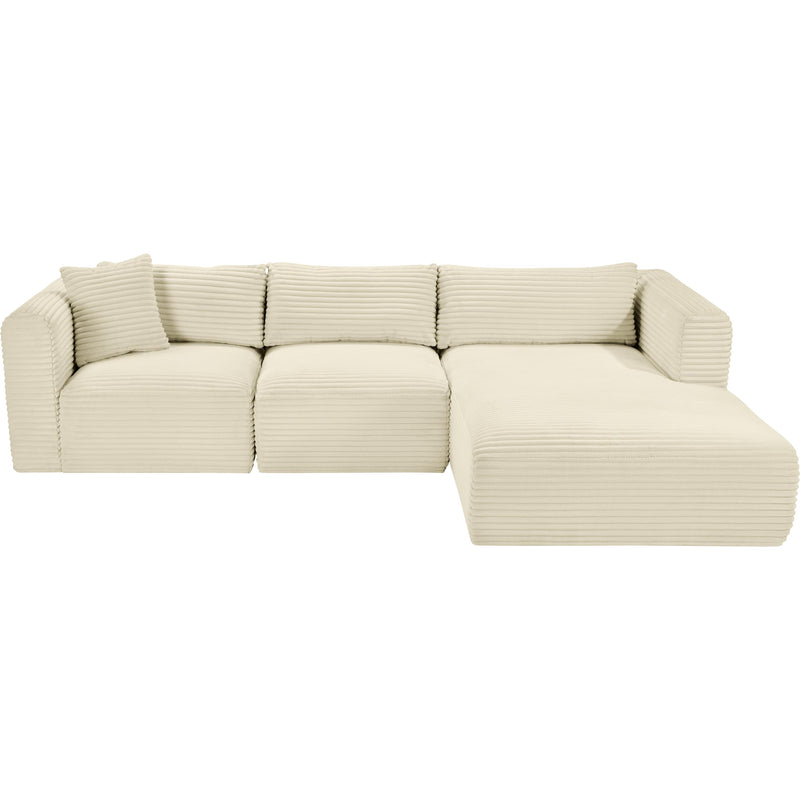 Meridian Shaggy Cream Corduroy Performance Fabric Modular Sectional IMAGE 6