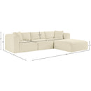 Meridian Shaggy Cream Corduroy Performance Fabric Modular Sectional IMAGE 11