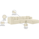 Meridian Shaggy Cream Corduroy Performance Fabric Modular Sectional IMAGE 12