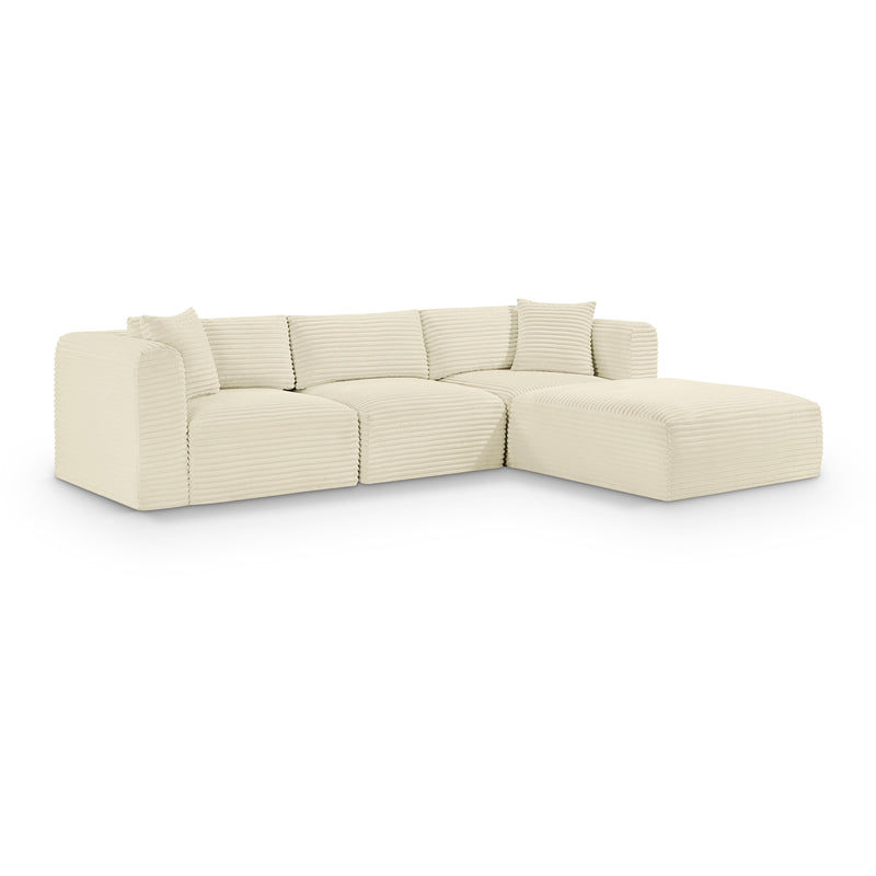 Meridian Shaggy Cream Corduroy Performance Fabric Modular Sectional IMAGE 1