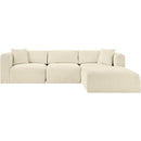 Meridian Shaggy Cream Corduroy Performance Fabric Modular Sectional IMAGE 3