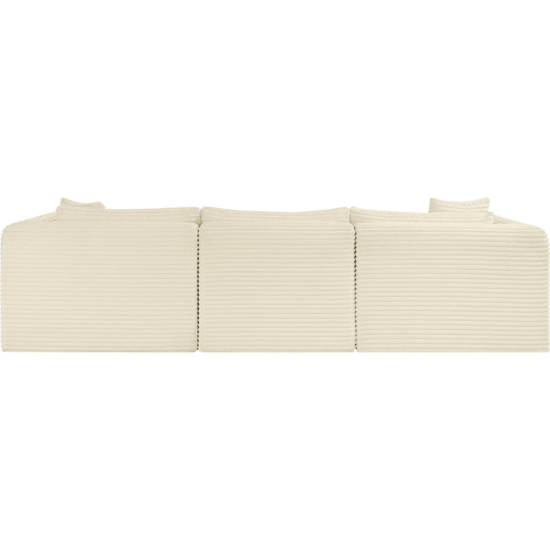Meridian Shaggy Cream Corduroy Performance Fabric Modular Sectional IMAGE 5