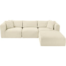 Meridian Shaggy Cream Corduroy Performance Fabric Modular Sectional IMAGE 6