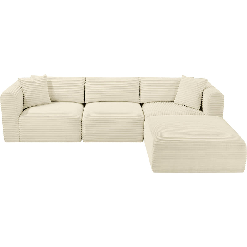 Meridian Shaggy Cream Corduroy Performance Fabric Modular Sectional IMAGE 6