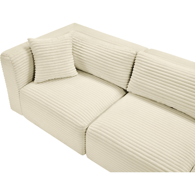 Meridian Shaggy Cream Corduroy Performance Fabric Modular Sectional IMAGE 8