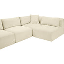 Meridian Shaggy Cream Corduroy Performance Fabric Modular Sectional IMAGE 10