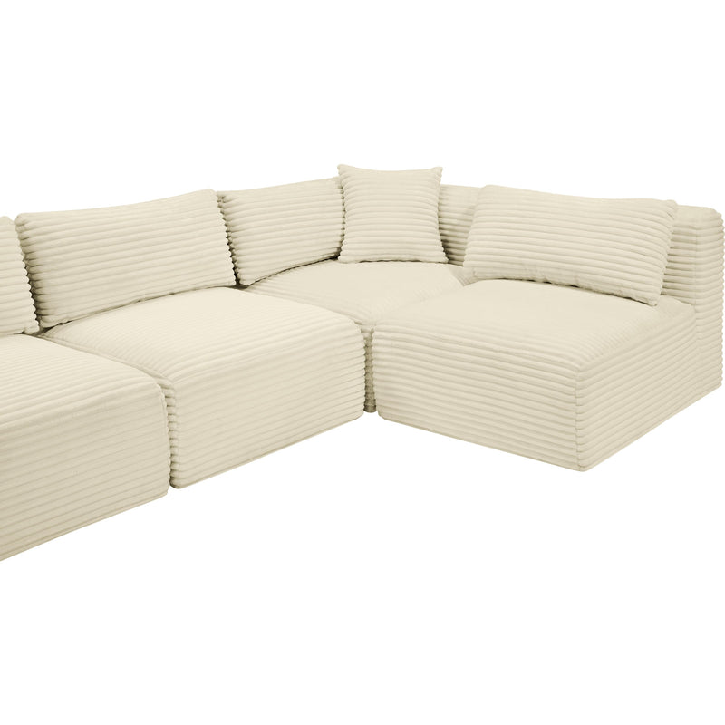 Meridian Shaggy Cream Corduroy Performance Fabric Modular Sectional IMAGE 10