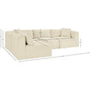 Meridian Shaggy Cream Corduroy Performance Fabric Modular Sectional IMAGE 12