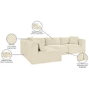Meridian Shaggy Cream Corduroy Performance Fabric Modular Sectional IMAGE 13