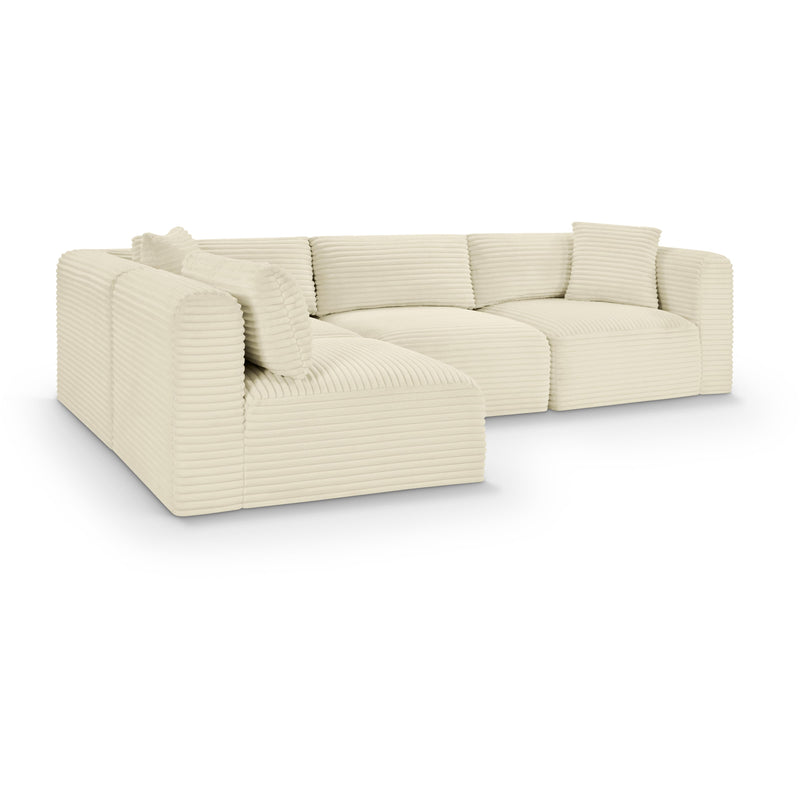 Meridian Shaggy Cream Corduroy Performance Fabric Modular Sectional IMAGE 1