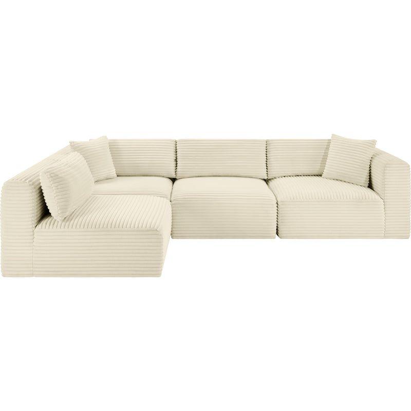 Meridian Shaggy Cream Corduroy Performance Fabric Modular Sectional IMAGE 3