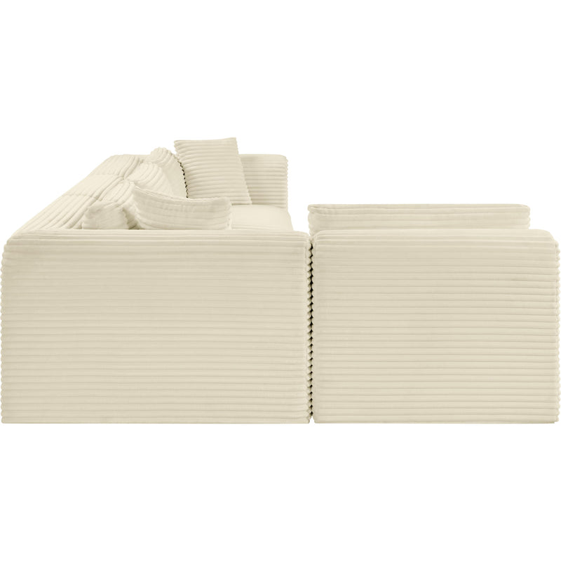 Meridian Shaggy Cream Corduroy Performance Fabric Modular Sectional IMAGE 4
