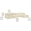 Meridian Shaggy Cream Corduroy Performance Fabric Modular Sectional IMAGE 13