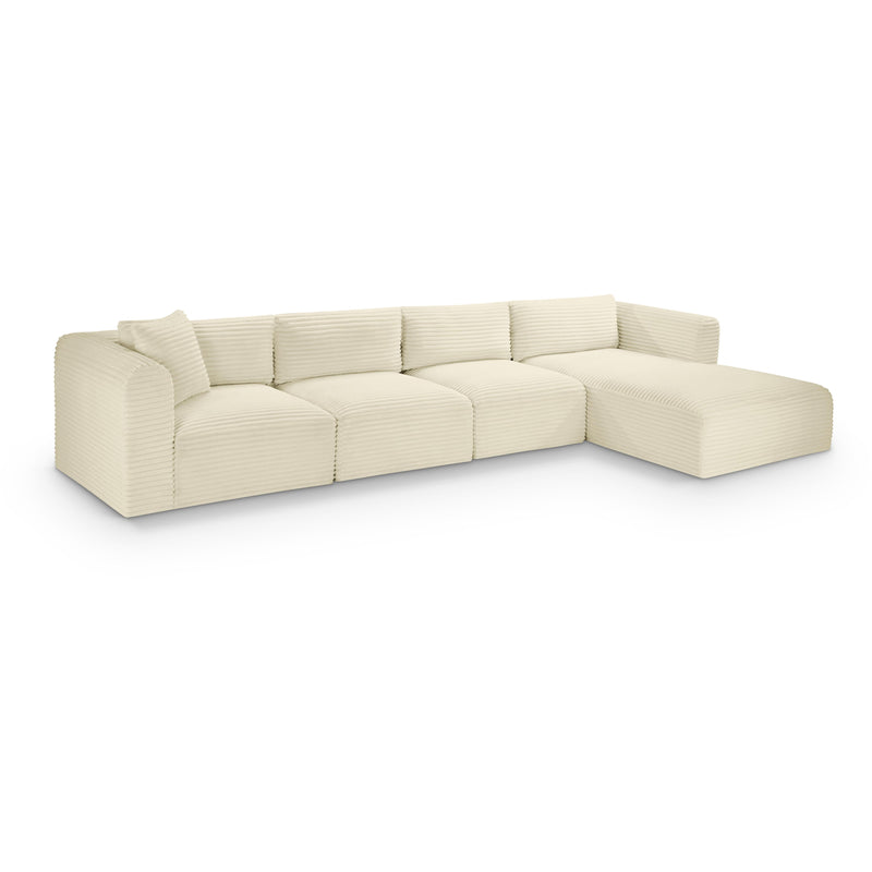 Meridian Shaggy Cream Corduroy Performance Fabric Modular Sectional IMAGE 1