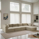 Meridian Shaggy Cream Corduroy Performance Fabric Modular Sectional IMAGE 2