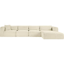 Meridian Shaggy Cream Corduroy Performance Fabric Modular Sectional IMAGE 3