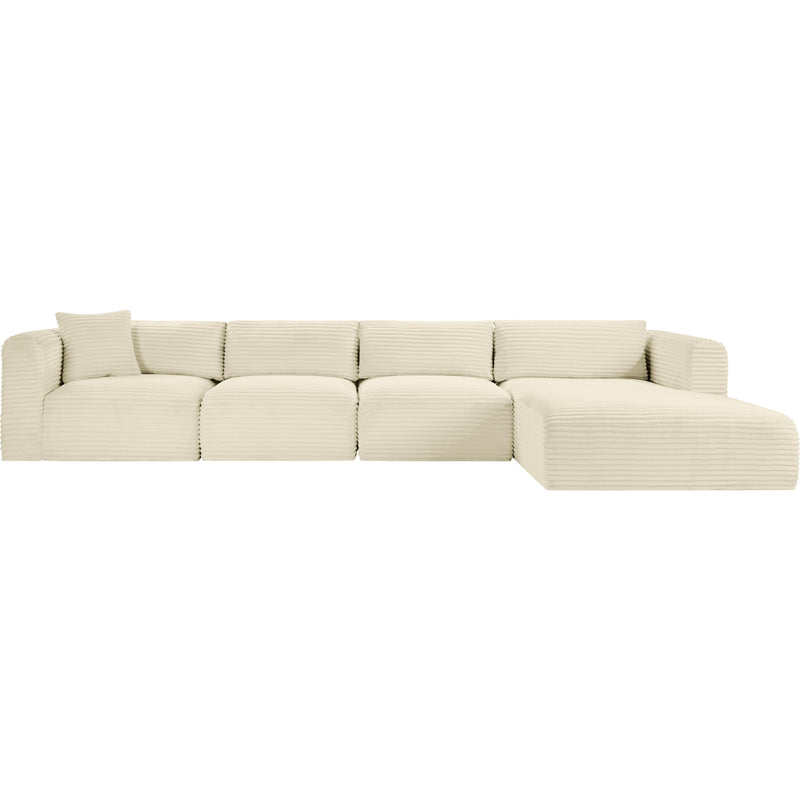 Meridian Shaggy Cream Corduroy Performance Fabric Modular Sectional IMAGE 3
