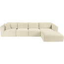 Meridian Shaggy Cream Corduroy Performance Fabric Modular Sectional IMAGE 6