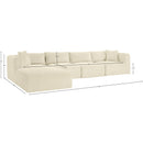 Meridian Shaggy Cream Corduroy Performance Fabric Modular Sectional IMAGE 12