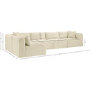 Meridian Shaggy Cream Corduroy Performance Fabric Modular Sectional IMAGE 12