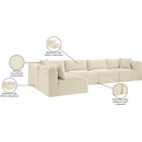 Meridian Shaggy Cream Corduroy Performance Fabric Modular Sectional IMAGE 13