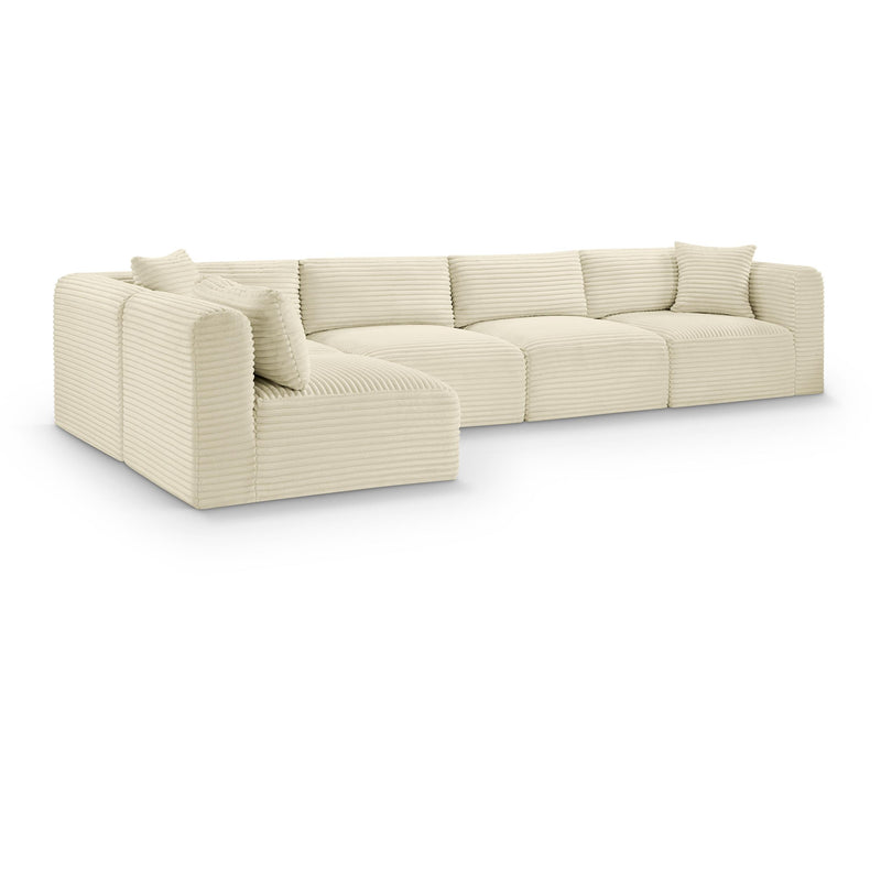 Meridian Shaggy Cream Corduroy Performance Fabric Modular Sectional IMAGE 1