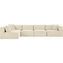 Meridian Shaggy Cream Corduroy Performance Fabric Modular Sectional IMAGE 3