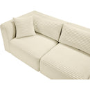 Meridian Shaggy Cream Corduroy Performance Fabric Modular Sectional IMAGE 9