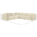 Meridian Shaggy Cream Corduroy Performance Fabric Modular Sectional IMAGE 11