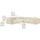 Meridian Shaggy Cream Corduroy Performance Fabric Modular Sectional IMAGE 12