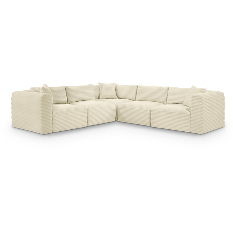 Meridian Shaggy Cream Corduroy Performance Fabric Modular Sectional IMAGE 1