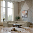 Meridian Shaggy Cream Corduroy Performance Fabric Modular Sectional IMAGE 2