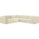 Meridian Shaggy Cream Corduroy Performance Fabric Modular Sectional IMAGE 3