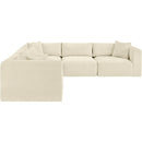 Meridian Shaggy Cream Corduroy Performance Fabric Modular Sectional IMAGE 4
