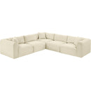 Meridian Shaggy Cream Corduroy Performance Fabric Modular Sectional IMAGE 6