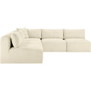 Meridian Shaggy Cream Corduroy Performance Fabric Modular Sectional IMAGE 4