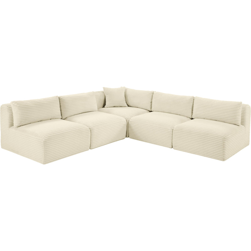 Meridian Shaggy Cream Corduroy Performance Fabric Modular Sectional IMAGE 6