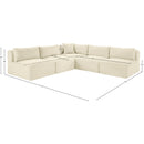 Meridian Shaggy Cream Corduroy Performance Fabric Modular Sectional IMAGE 9