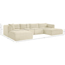 Meridian Shaggy Cream Corduroy Performance Fabric Modular Sectional IMAGE 12