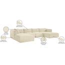 Meridian Shaggy Cream Corduroy Performance Fabric Modular Sectional IMAGE 13