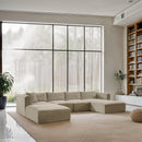 Meridian Shaggy Cream Corduroy Performance Fabric Modular Sectional IMAGE 2
