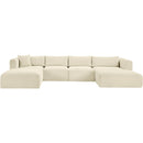 Meridian Shaggy Cream Corduroy Performance Fabric Modular Sectional IMAGE 3