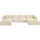 Meridian Shaggy Cream Corduroy Performance Fabric Modular Sectional IMAGE 6